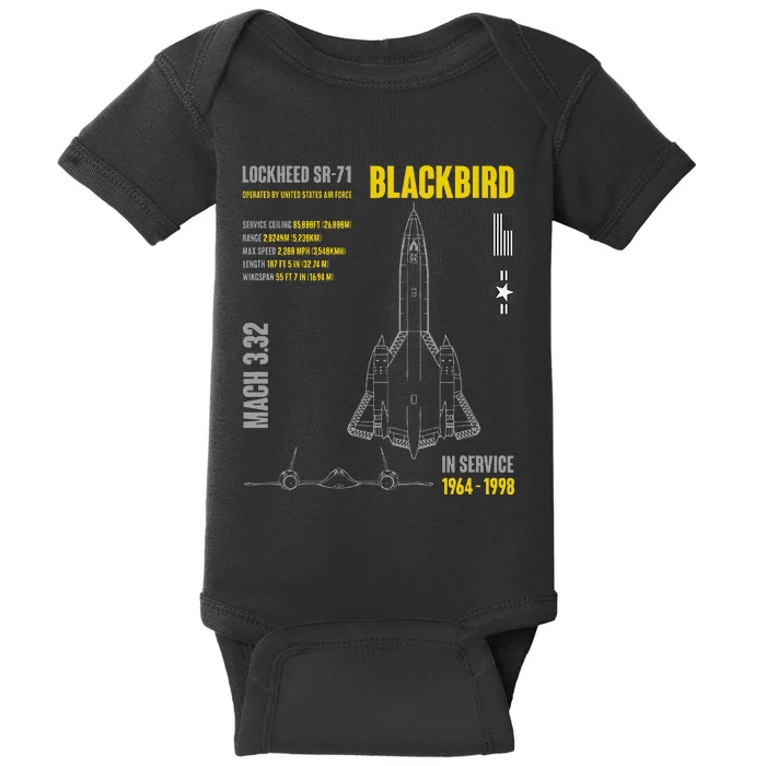 Military Aircraft Lockheed Sr71 Blackbird Usaf Baby Bodysuit