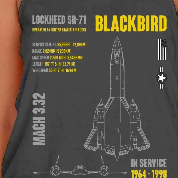 Military Aircraft Lockheed Sr71 Blackbird Usaf Women's Knotted Racerback Tank