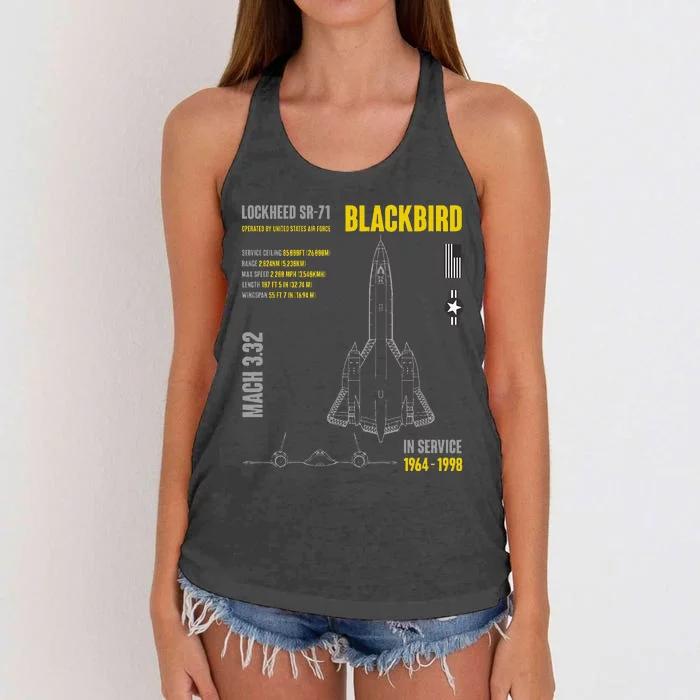 Military Aircraft Lockheed Sr71 Blackbird Usaf Women's Knotted Racerback Tank