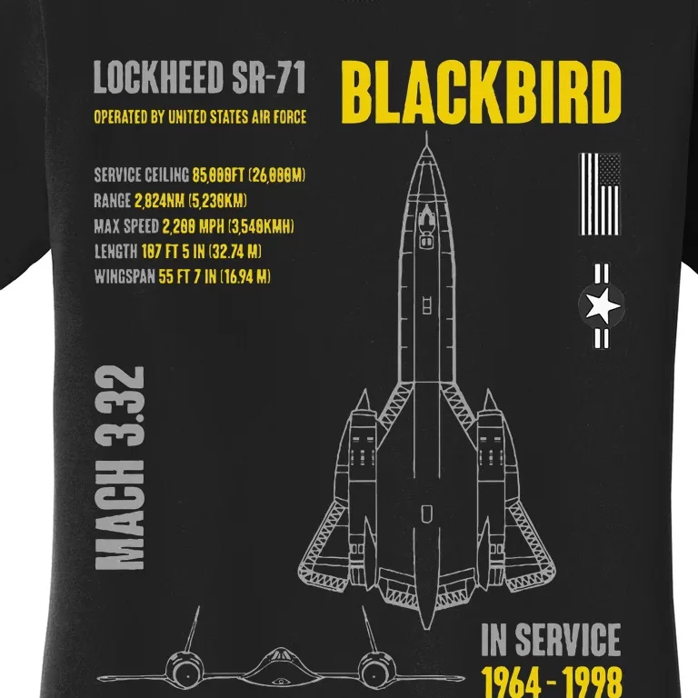 Military Aircraft Lockheed Sr71 Blackbird Usaf Women's T-Shirt