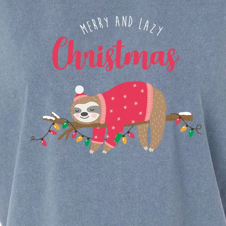 Merry And Lazy Christmas Cute Sloth Garment-Dyed Women's Muscle Tee