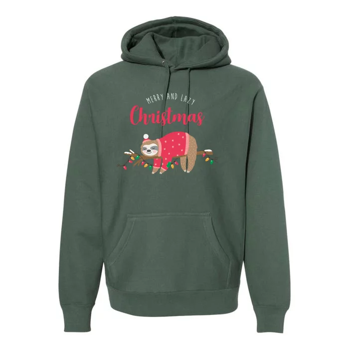 Merry And Lazy Christmas Cute Sloth Premium Hoodie