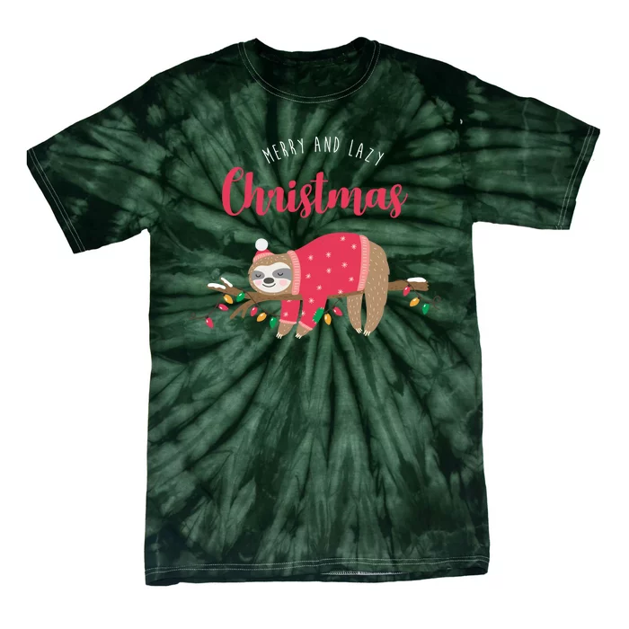 Merry And Lazy Christmas Cute Sloth Tie-Dye T-Shirt