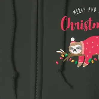 Merry And Lazy Christmas Cute Sloth Full Zip Hoodie