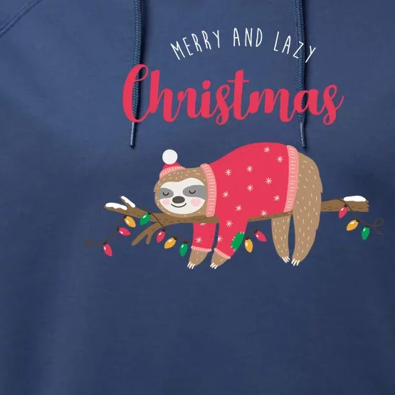 Merry And Lazy Christmas Cute Sloth Performance Fleece Hoodie