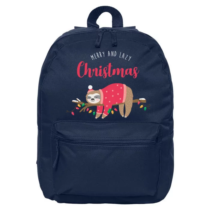 Merry And Lazy Christmas Cute Sloth 16 in Basic Backpack