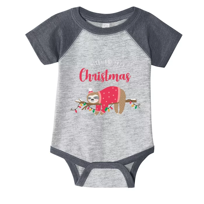 Merry And Lazy Christmas Cute Sloth Infant Baby Jersey Bodysuit