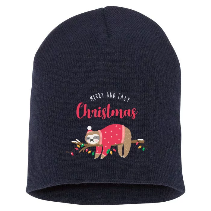 Merry And Lazy Christmas Cute Sloth Short Acrylic Beanie