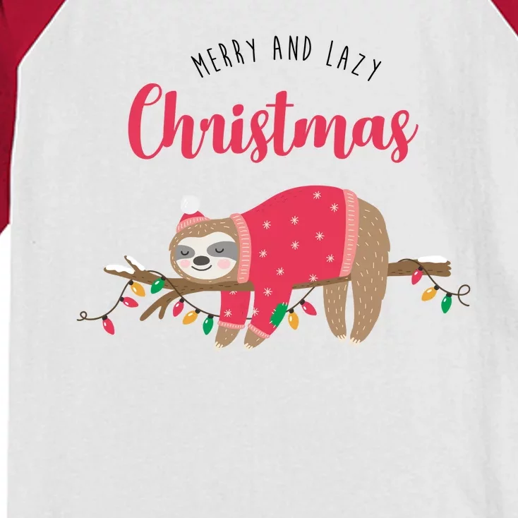 Merry And Lazy Christmas Cute Sloth Kids Colorblock Raglan Jersey