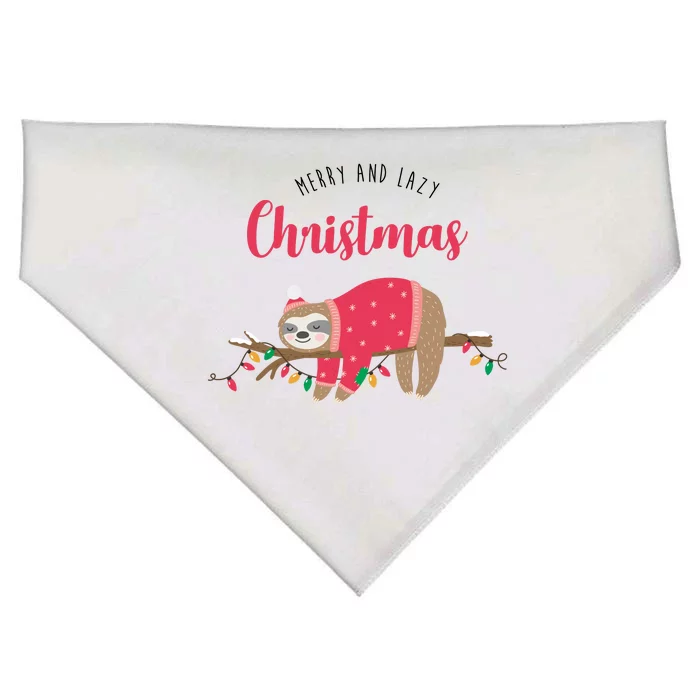 Merry And Lazy Christmas Cute Sloth USA-Made Doggie Bandana