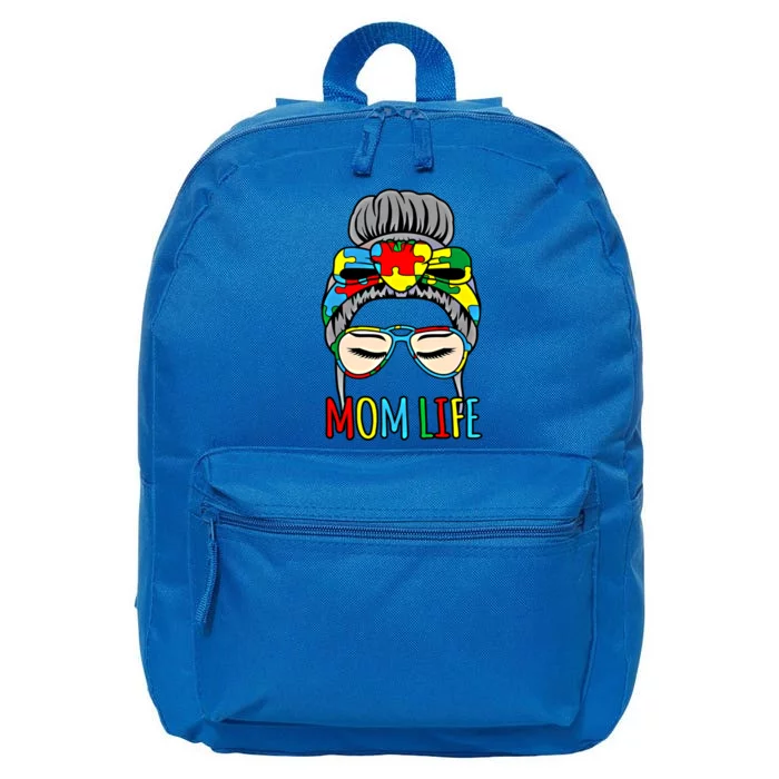 Mom Autism Life Awareness Autistic Graphic Funny Gift 16 in Basic Backpack