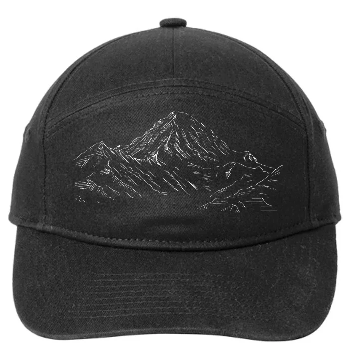 Mountain Artwork Line Art Of K2 Mountain In Pakistan Hiker 7-Panel Snapback Hat