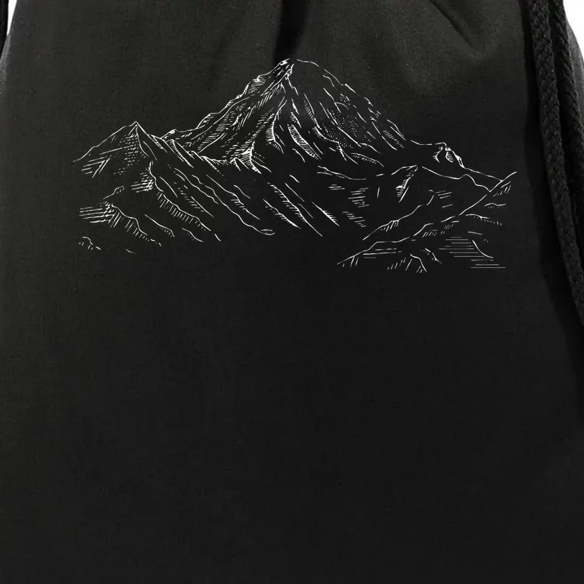 Mountain Artwork Line Art Of K2 Mountain In Pakistan Hiker Drawstring Bag