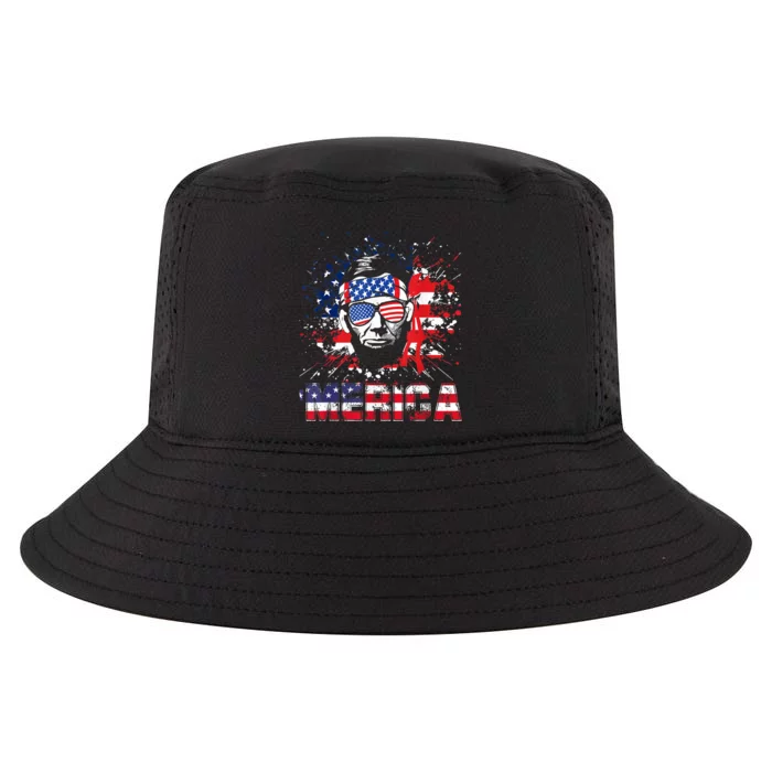 Merica Abe Lincoln 4th Of July Murica Patriotic Cool Comfort Performance Bucket Hat