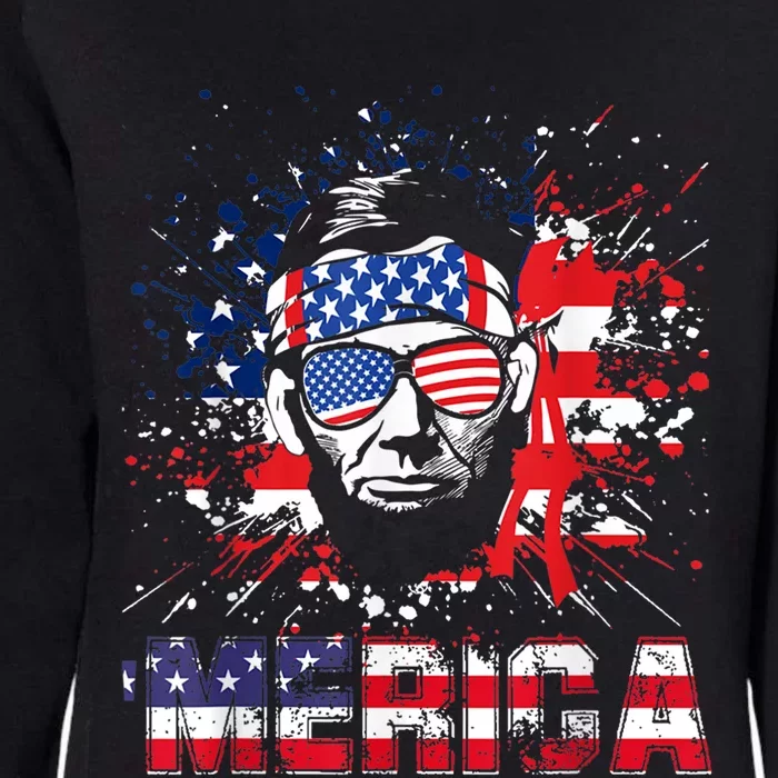 Merica Abe Lincoln 4th Of July Murica Patriotic Womens California Wash Sweatshirt