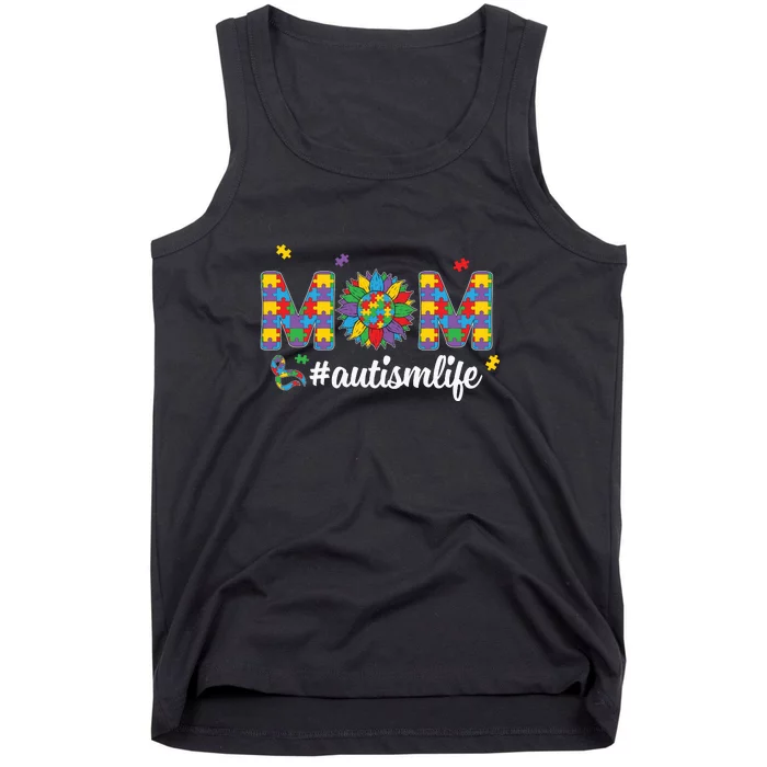 MOM Autism Life Puzzle Mother's Day Gift Autism Awareness Day Tank Top