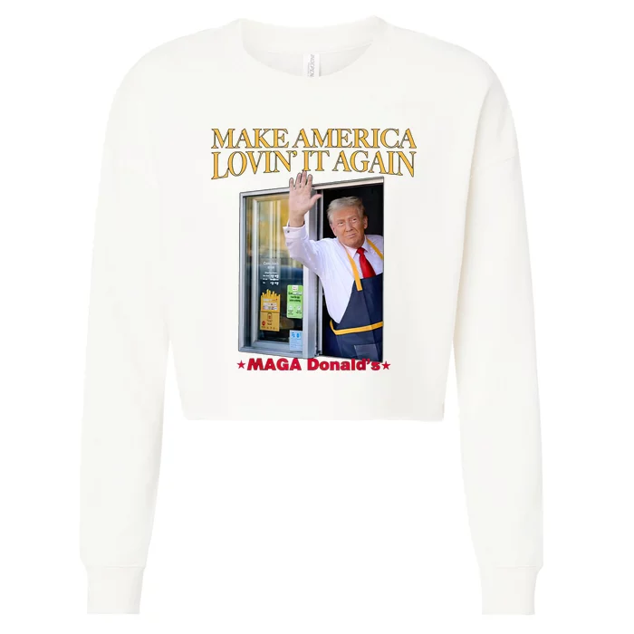 Make American Lovin It Again Funny Trump Cropped Pullover Crew