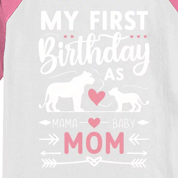 Mom And Lioness And Cub My First Birthday As A Mom Gift Kids Colorblock Raglan Jersey