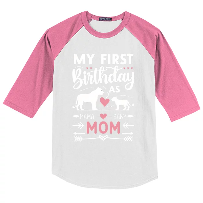 Mom And Lioness And Cub My First Birthday As A Mom Gift Kids Colorblock Raglan Jersey