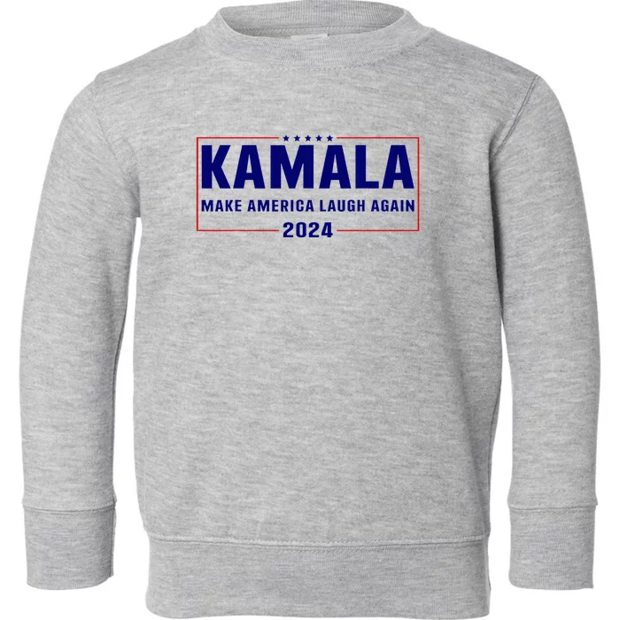 Make America Laugh Again American Flag Kamala 2024 Toddler Sweatshirt