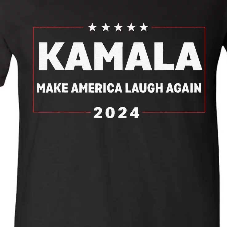 Make America Laugh Again American Flag 2024 V-Neck T-Shirt