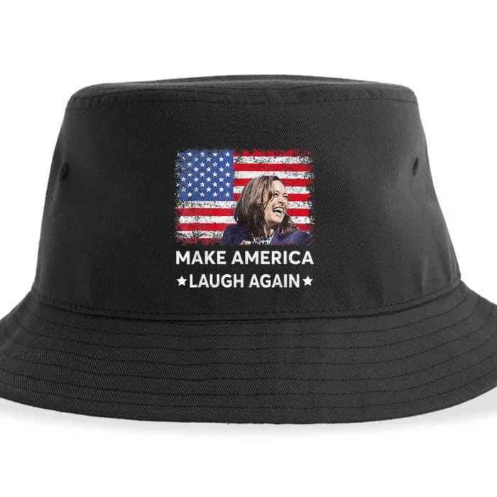 Make America Laugh Again Vote 2024 President Kamala Harris Sustainable Bucket Hat