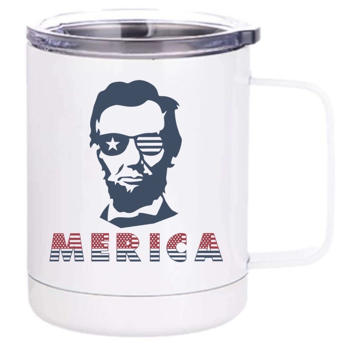 Merica Abe Lincoln Front & Back 12oz Stainless Steel Tumbler Cup