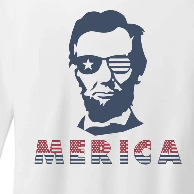 Merica Abe Lincoln Womens CVC Long Sleeve Shirt