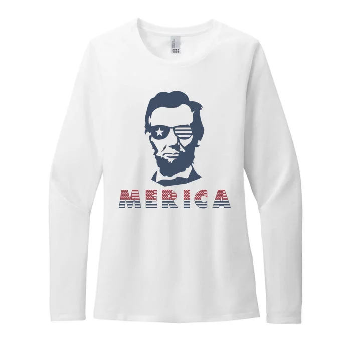 Merica Abe Lincoln Womens CVC Long Sleeve Shirt