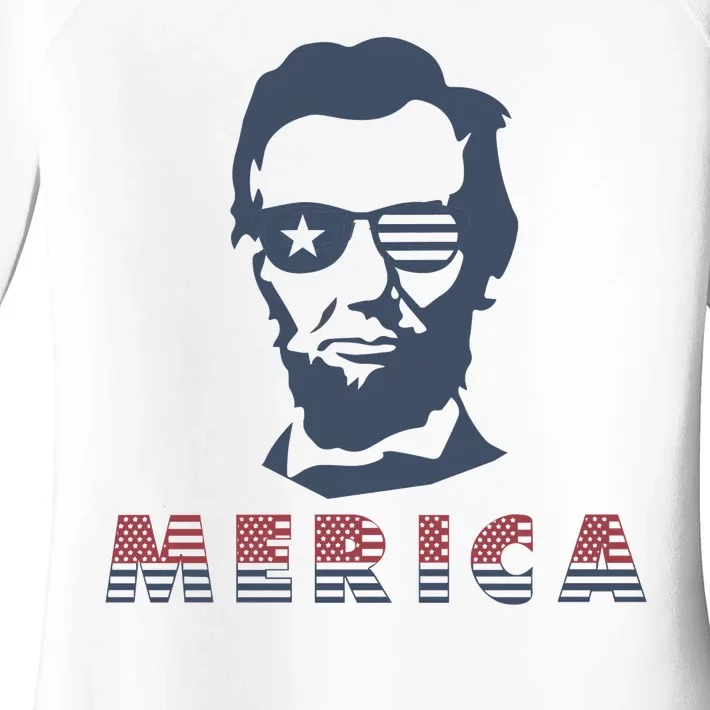 Merica Abe Lincoln Women's Perfect Tri Tunic Long Sleeve Shirt