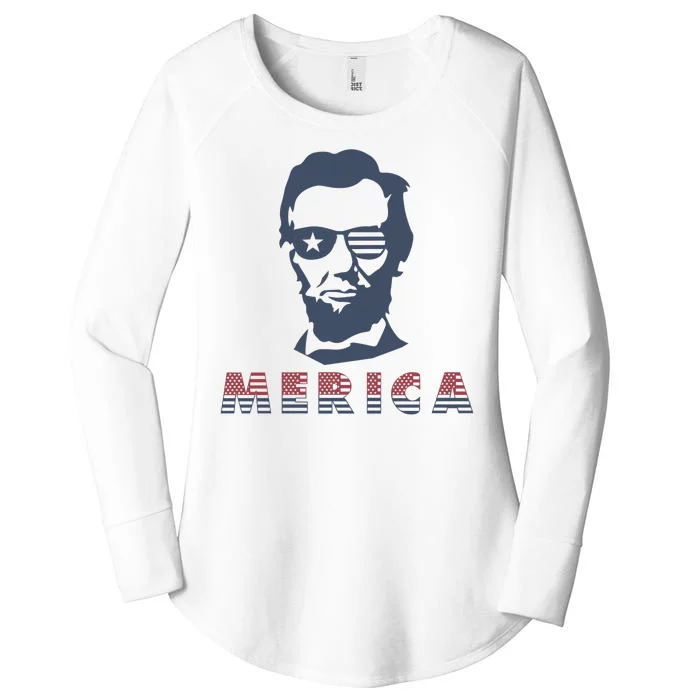 Merica Abe Lincoln Women's Perfect Tri Tunic Long Sleeve Shirt