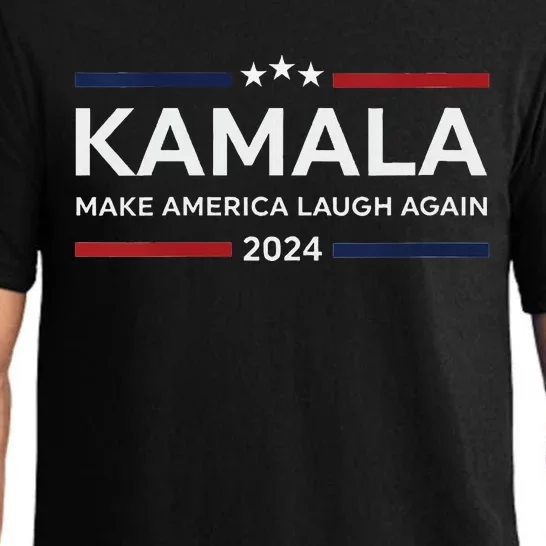 Make America Laugh Again American Flag 2024 V Neck Pajama Set