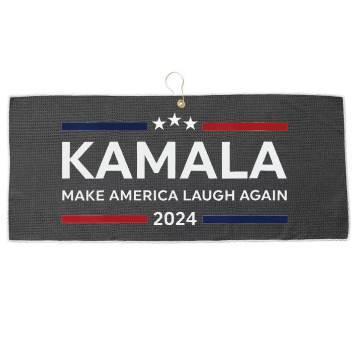 Make America Laugh Again American Flag 2024 V Neck Large Microfiber Waffle Golf Towel