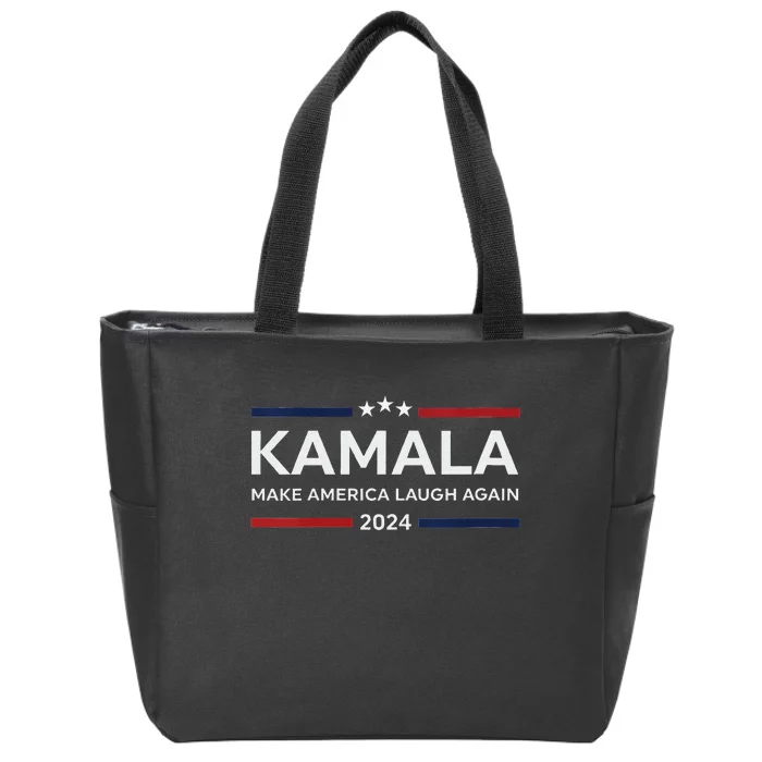 Make America Laugh Again American Flag 2024 V Neck Zip Tote Bag