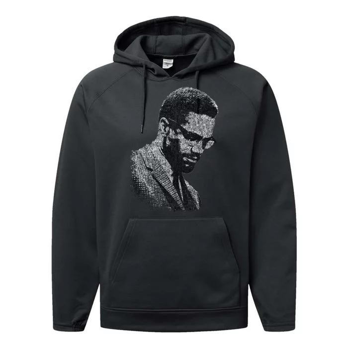 Malcolm X Black And White Portrait Performance Fleece Hoodie