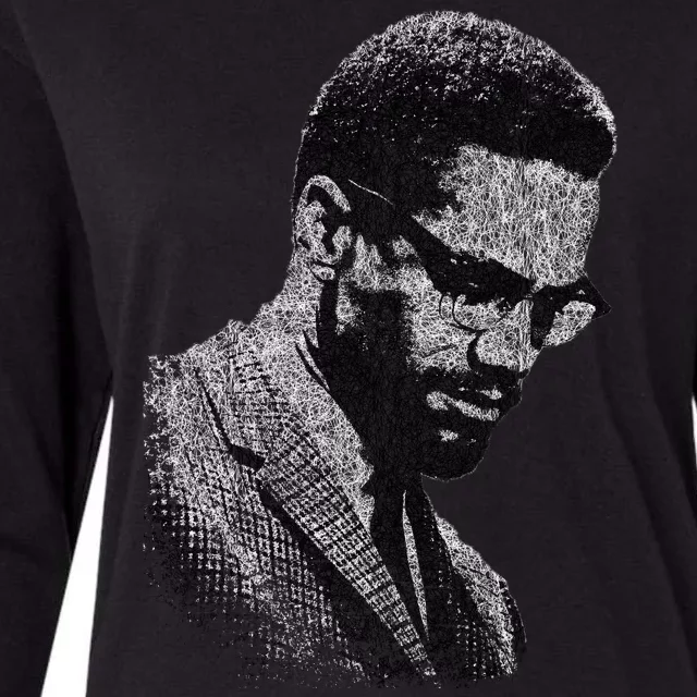 Malcolm X Black And White Portrait Womens Cotton Relaxed Long Sleeve T-Shirt