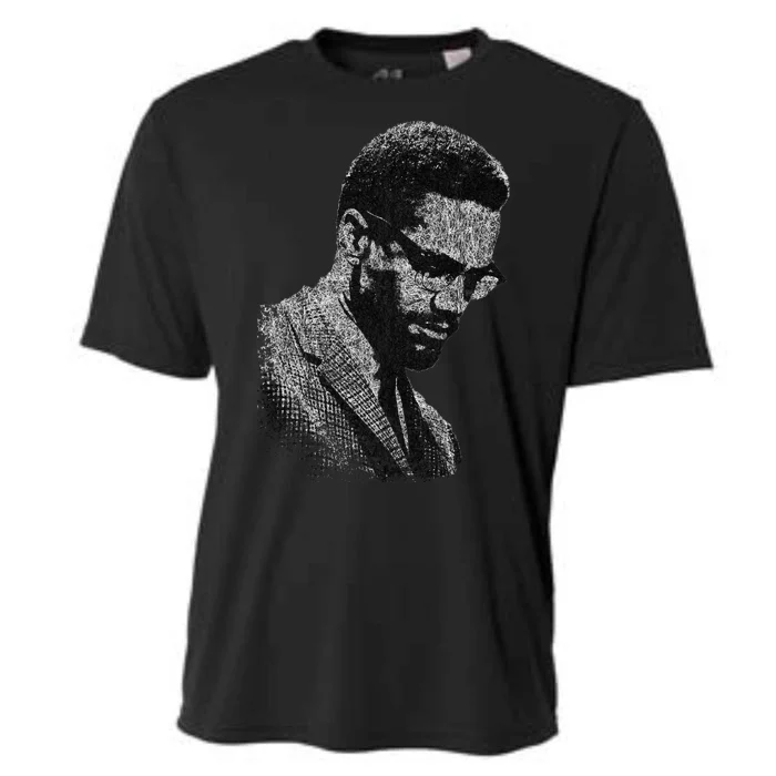 Malcolm X Black And White Portrait Cooling Performance Crew T-Shirt