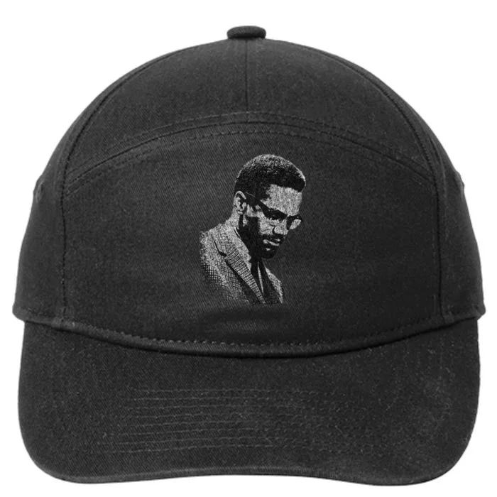 Malcolm X Black And White Portrait 7-Panel Snapback Hat