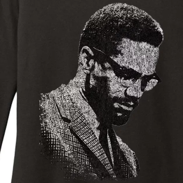 Malcolm X Black And White Portrait Womens CVC Long Sleeve Shirt