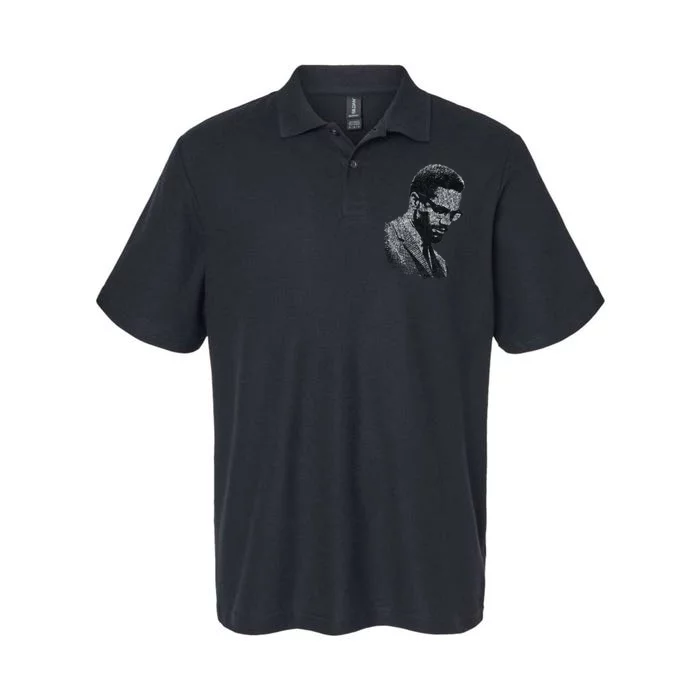 Malcolm X Black And White Portrait Softstyle Adult Sport Polo