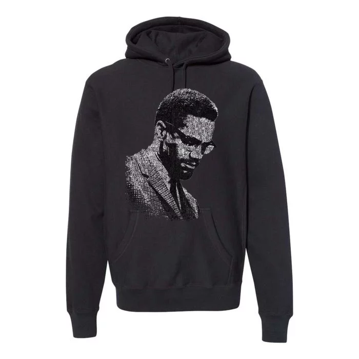 Malcolm X Black And White Portrait Premium Hoodie