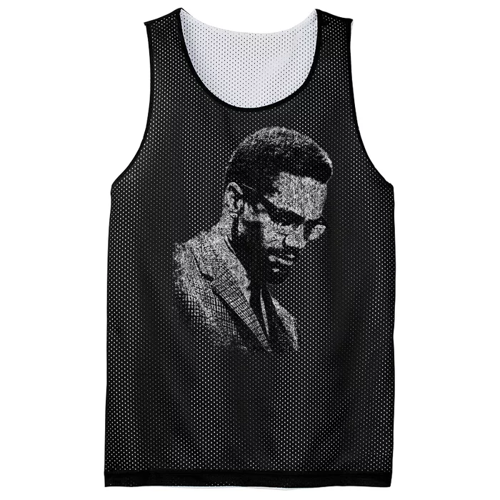 Malcolm X Black And White Portrait Mesh Reversible Basketball Jersey Tank