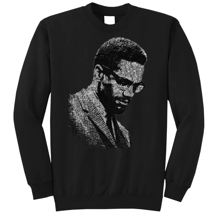 Malcolm X Black And White Portrait Tall Sweatshirt