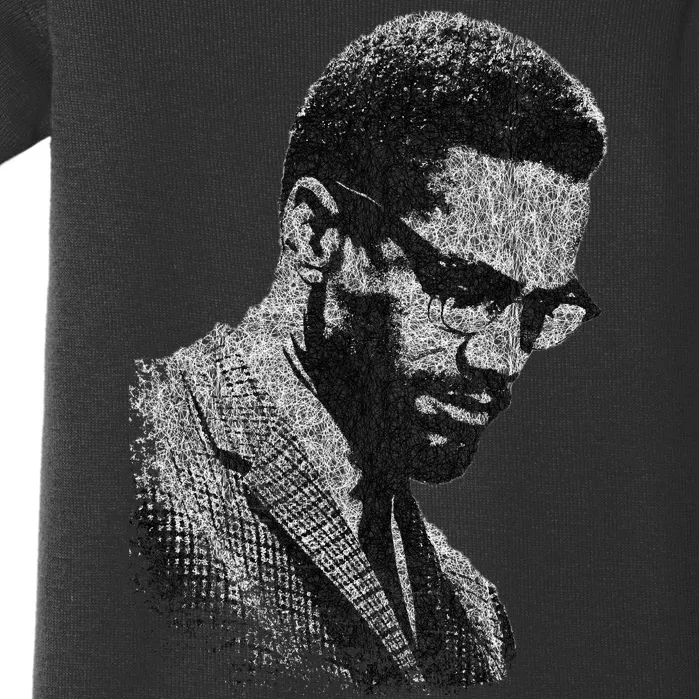 Malcolm X Black And White Portrait Baby Bodysuit