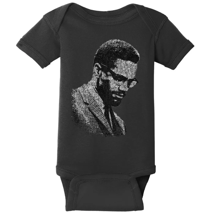 Malcolm X Black And White Portrait Baby Bodysuit