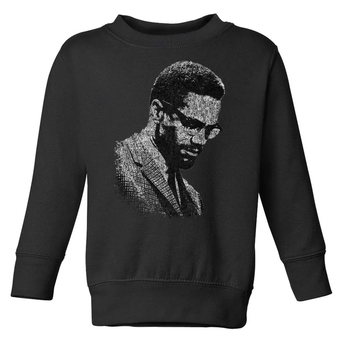 Malcolm X Black And White Portrait Toddler Sweatshirt