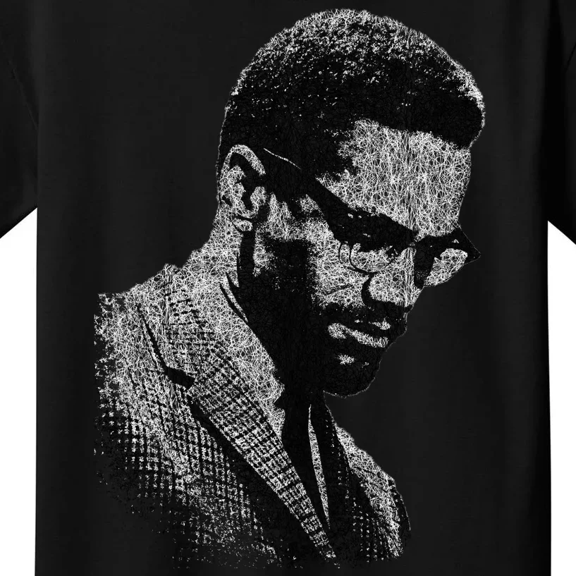 Malcolm X Black And White Portrait Kids T-Shirt