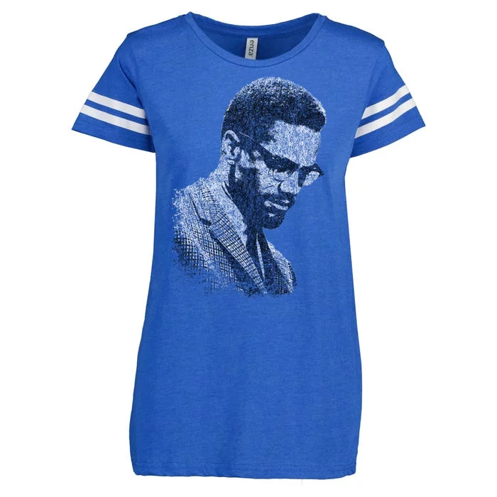 Malcolm X Black And White Portrait Enza Ladies Jersey Football T-Shirt