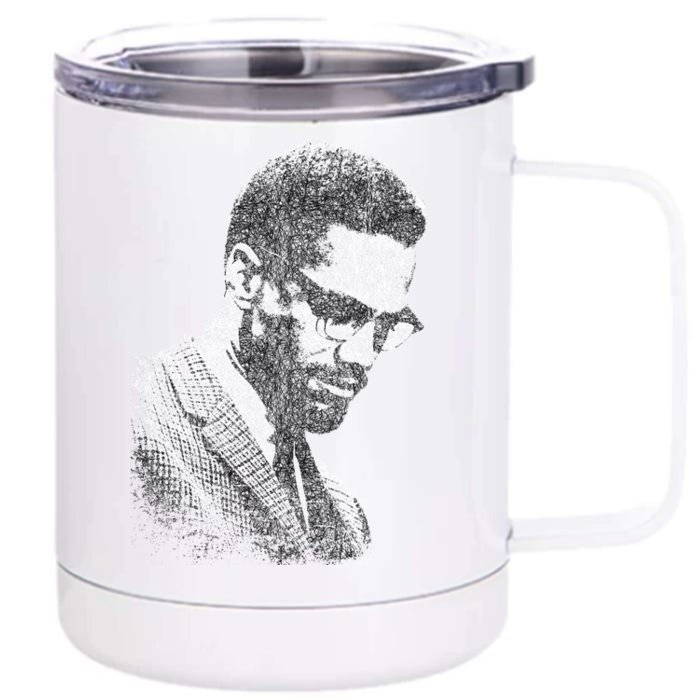 Malcolm X Black And White Portrait Front & Back 12oz Stainless Steel Tumbler Cup