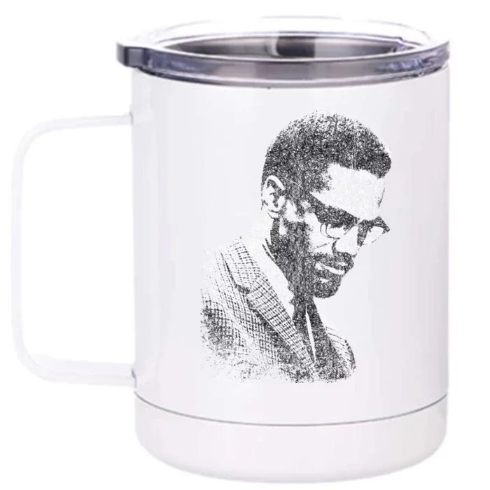 Malcolm X Black And White Portrait Front & Back 12oz Stainless Steel Tumbler Cup